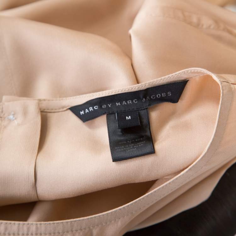 Pre Owned Marc by Marc Jacobs Sandstone Beige Cotton Reverse Patch Pocket Detail Top M