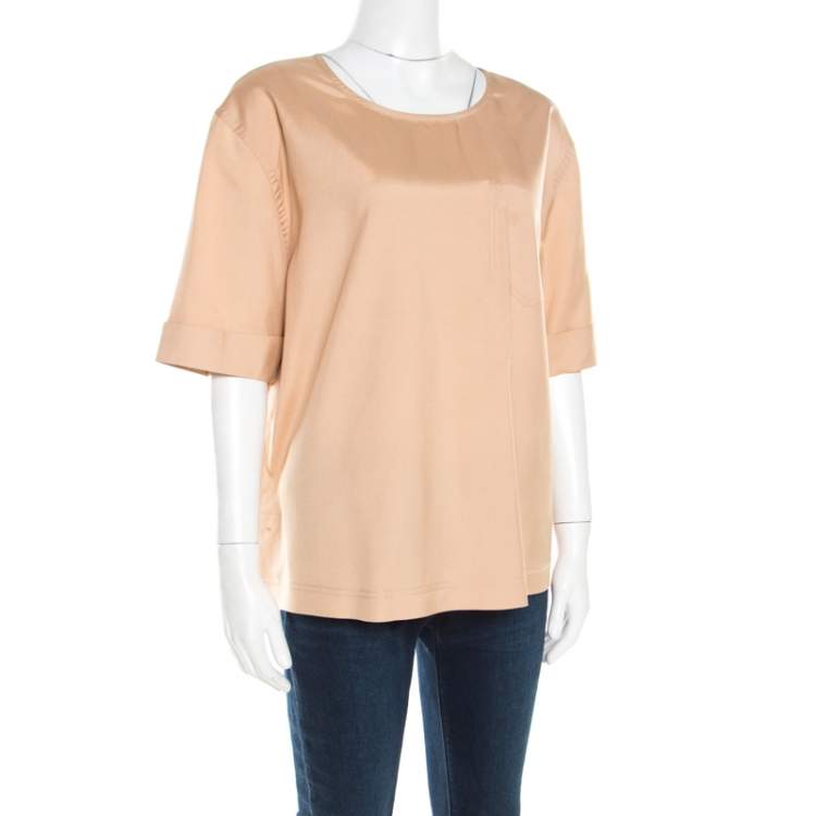 Pre Owned Marc by Marc Jacobs Sandstone Beige Cotton Reverse Patch Pocket Detail Top M