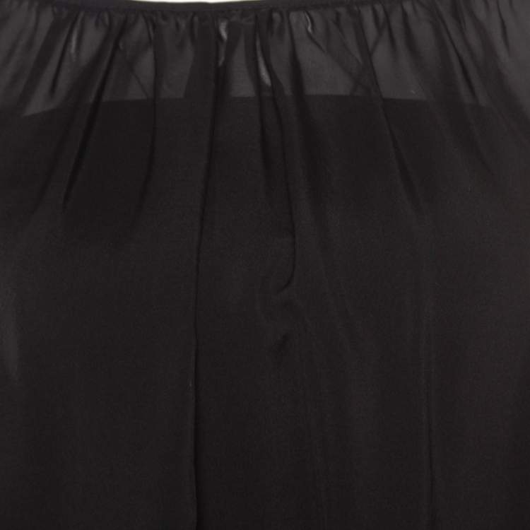 Pre Owned Marc by Marc Jacobs Black Sheer Silk Slit Batwing Sleeve Blouse M/L