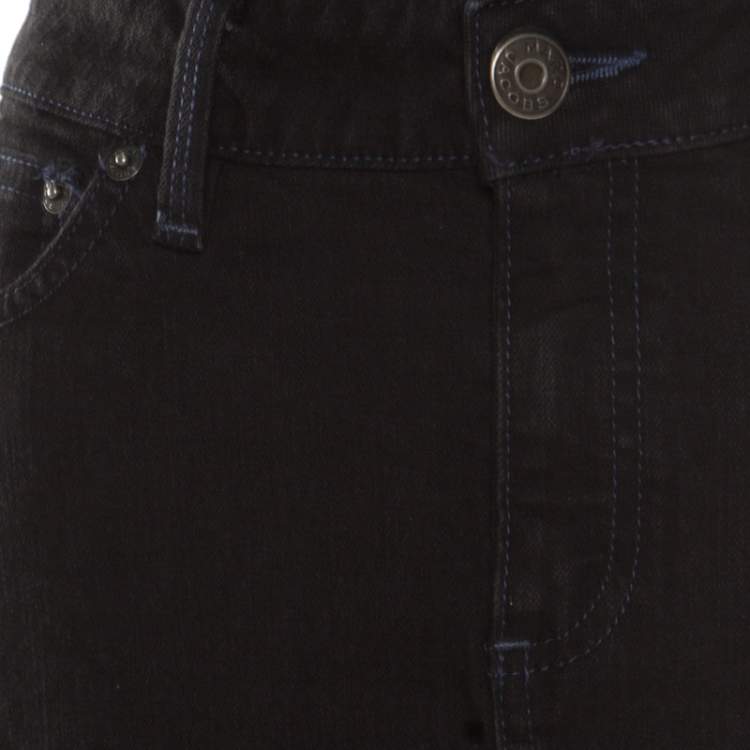 Pre Owned Marc by Marc Jacobs Black Washed Denim Slit Detail Skirt M