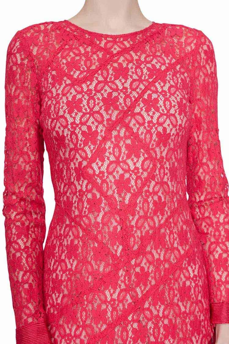 Pre Owned Marc by Marc Jacobs Strawberry Daiquiri Floral Lace Paneled Leila Dress S