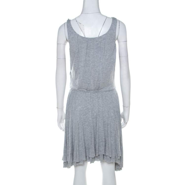 Pre Owned Marc by Marc Jacobs Grey Marled Jersey Layered Skirt Short Dress M