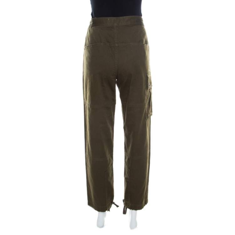 Pre Owned Marc by Marc Jacobs Peat Green Cotton Stretch Elasticized Waist Cargo Pants S