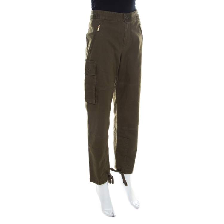 Pre Owned Marc by Marc Jacobs Peat Green Cotton Stretch Elasticized Waist Cargo Pants S