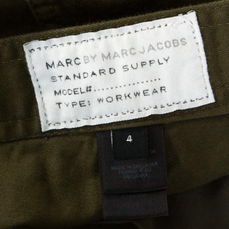 Pre Owned Marc by Marc Jacobs Peat Green Cotton Stretch Elasticized Waist Cargo Pants S