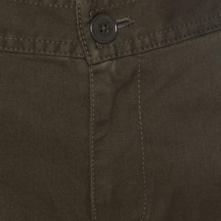 Pre Owned Marc by Marc Jacobs Peat Green Cotton Stretch Elasticized Waist Cargo Pants S