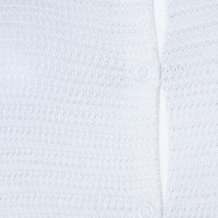 Pre Owned Marc by Marc Jacobs White Cotton Knit Snap Button Cardigan M