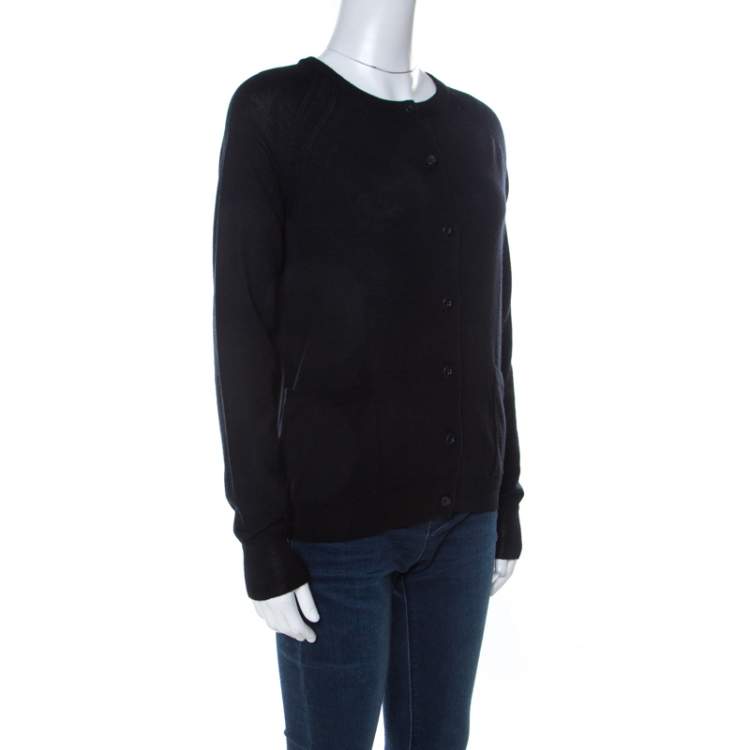 Pre Owned Marc by Marc Jacobs Black Merino Wool Front Button Cardigan S