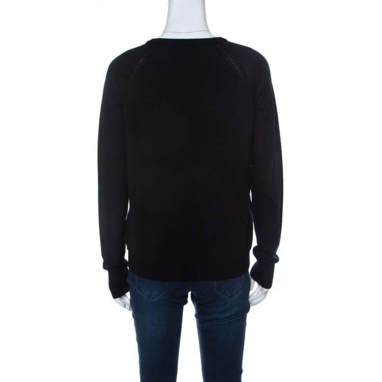Pre Owned Marc by Marc Jacobs Black Merino Wool Front Button Cardigan S