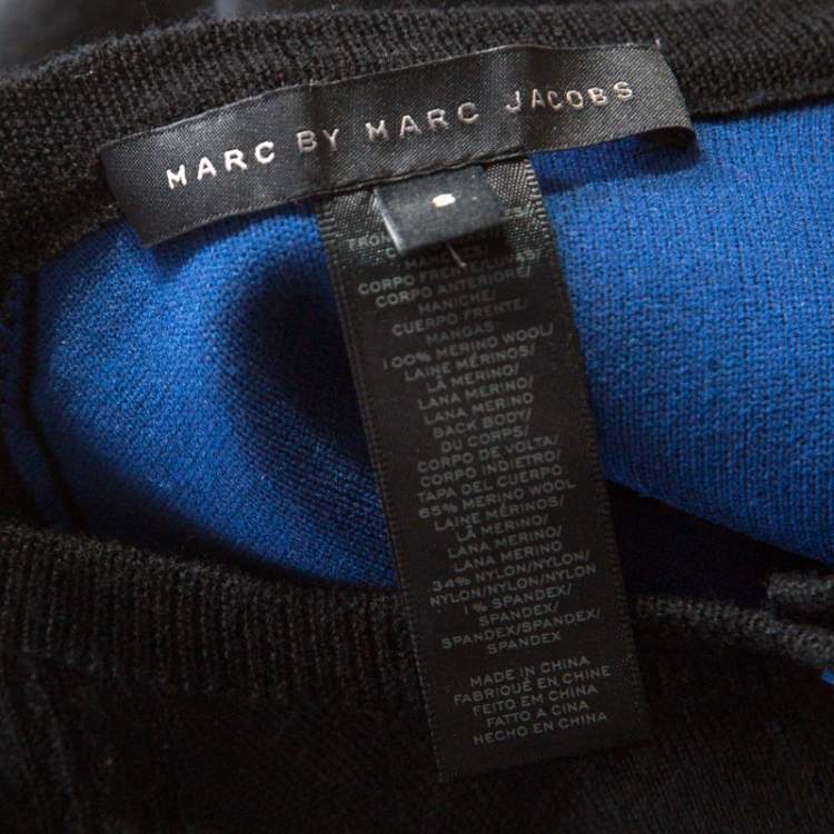 Pre Owned Marc by Marc Jacobs Black Merino Wool Front Button Cardigan S