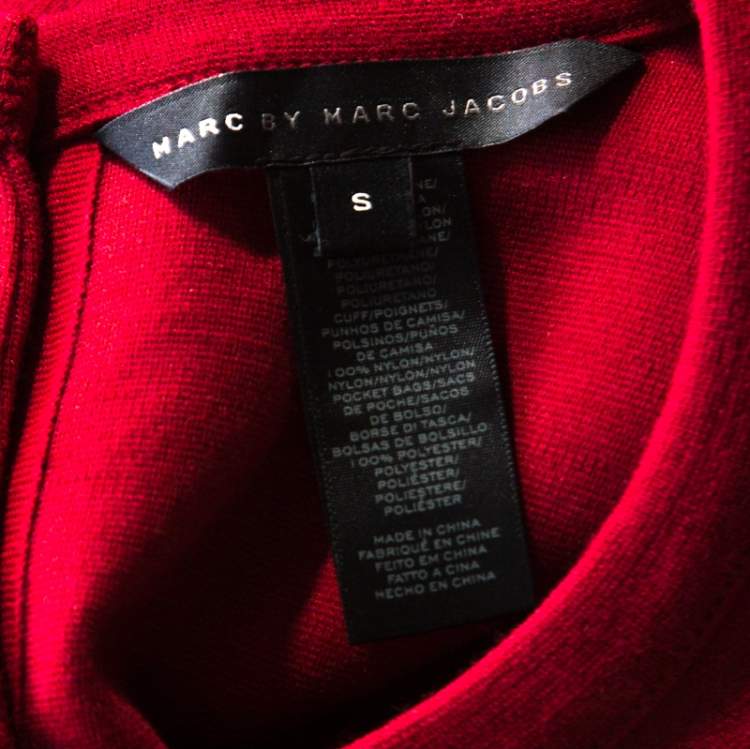 Pre Owned Marc by Marc Jacobs Burgundy Wool Drop-Waist Back Button Detail Dress S
