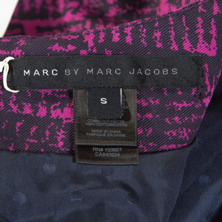 Pre Owned Marc By Marc Jacobs Magenta Printed Cotton Blend Canvas Dress S