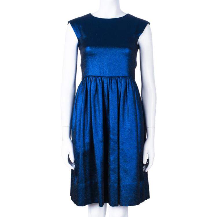 Pre Owned Marc by Marc Jacobs True Blue Metallic Dress S