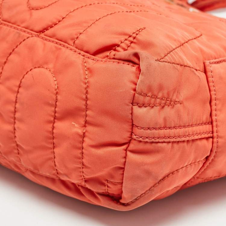 Pre Owned Marc by Marc Jacobs Orange Nylon Medium Pretty Tate Tote