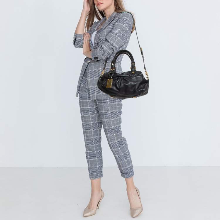 Pre Owned Marc by Marc Jacobs Black Leather Classic Q Groovee Satchel