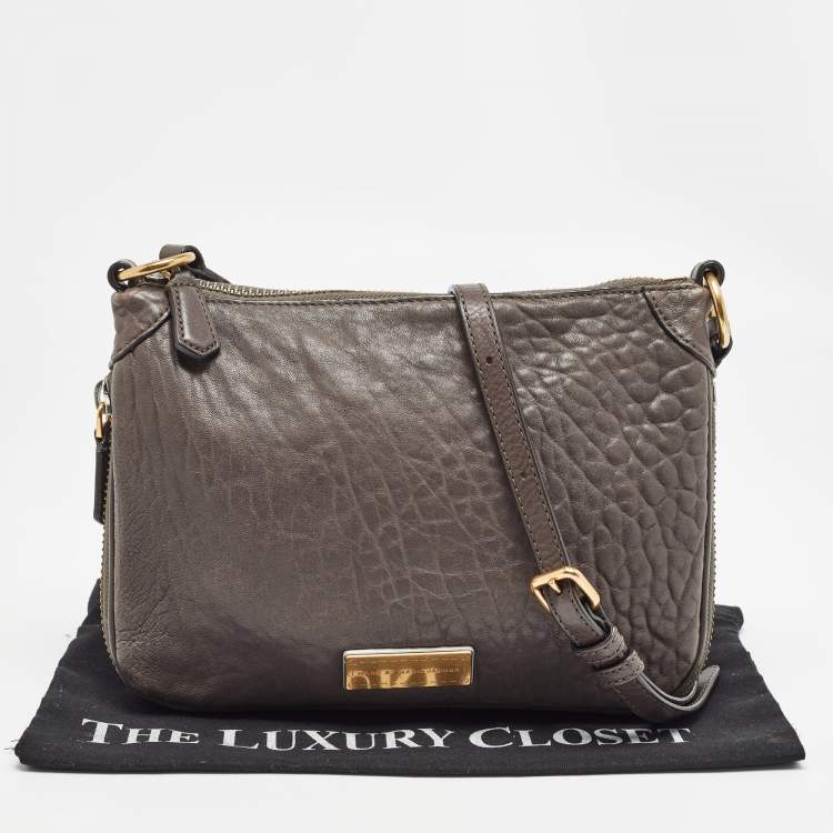 Pre Owned Marc by Marc Jacobs Grey Leather Wash Up Nash Zip Crossbody Bag