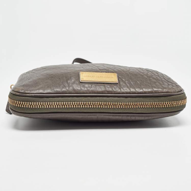 Pre Owned Marc by Marc Jacobs Grey Leather Wash Up Nash Zip Crossbody Bag
