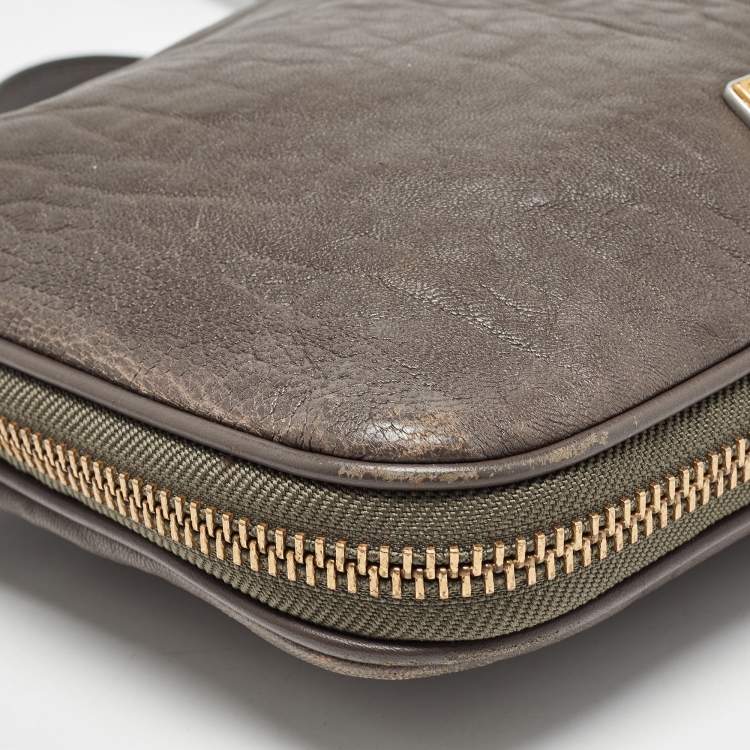Pre Owned Marc by Marc Jacobs Grey Leather Wash Up Nash Zip Crossbody Bag