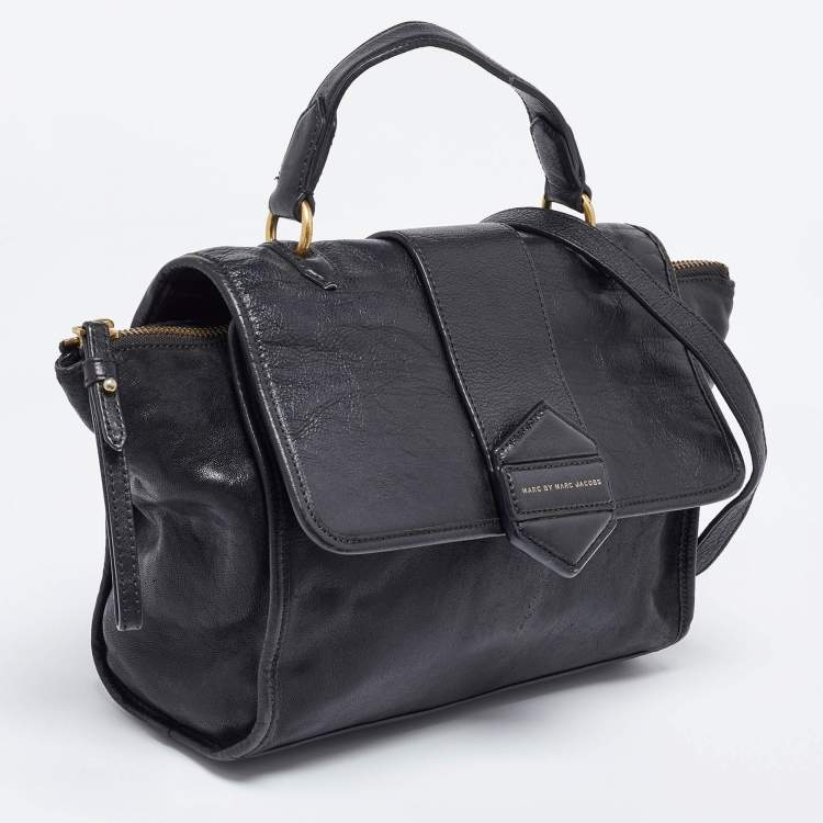 Pre Owned Marc by Marc Jacobs Black Leather Flipping Out Top Handle Bag