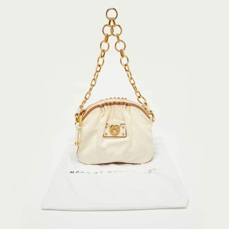 Pre Owned Marc by Marc Jacobs Off White/Brown Leather Chain Bag
