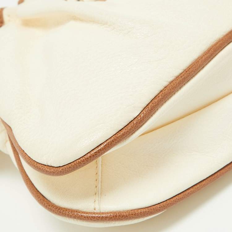 Pre Owned Marc by Marc Jacobs Off White/Brown Leather Chain Bag