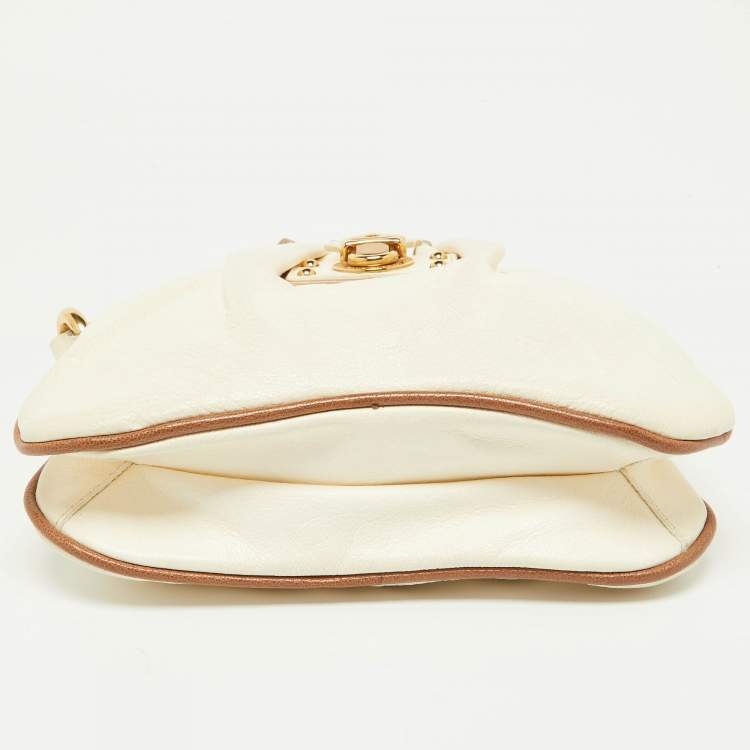Pre Owned Marc by Marc Jacobs Off White/Brown Leather Chain Bag