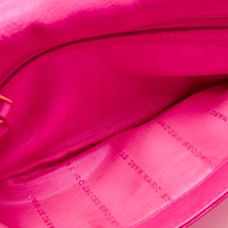 Pre Owned Marc by Marc Jacobs Neon Pink Leather Katie Clutch