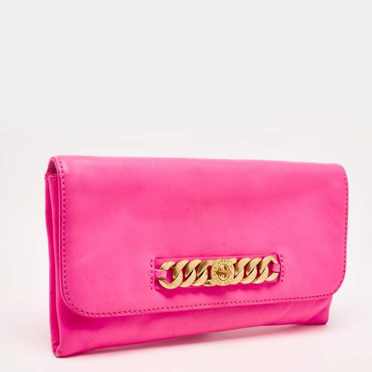 Pre Owned Marc by Marc Jacobs Neon Pink Leather Katie Clutch