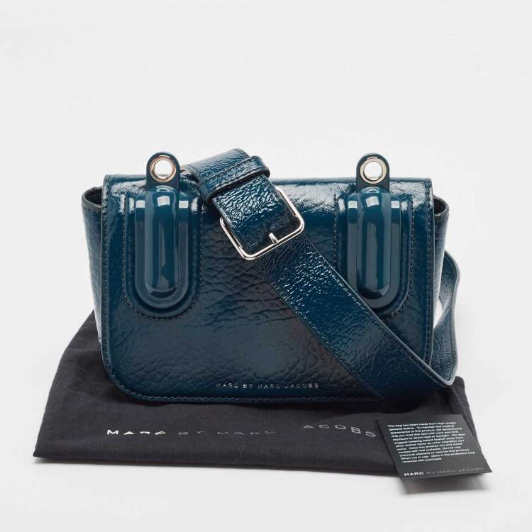 Pre Owned Marc by Marc Jacobs Teal Green Patent Leather Bond Bubble Crossbody Bag
