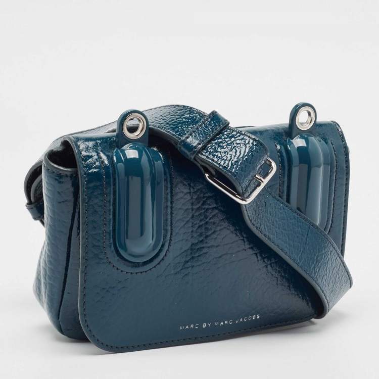 Pre Owned Marc by Marc Jacobs Teal Green Patent Leather Bond Bubble Crossbody Bag
