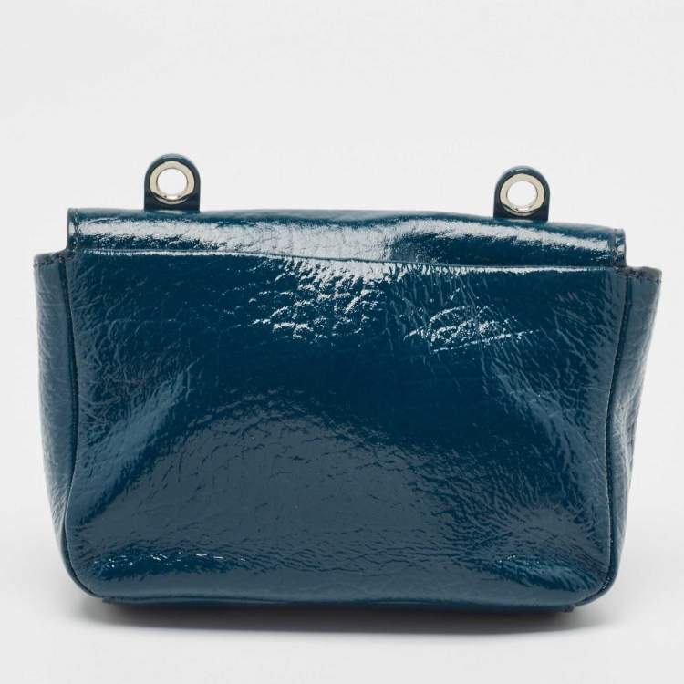 Pre Owned Marc by Marc Jacobs Teal Green Patent Leather Bond Bubble Crossbody Bag