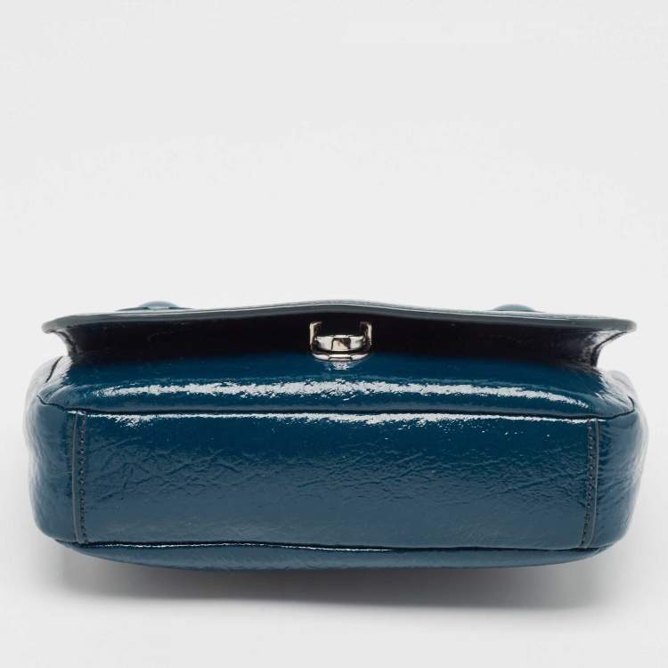 Pre Owned Marc by Marc Jacobs Teal Green Patent Leather Bond Bubble Crossbody Bag