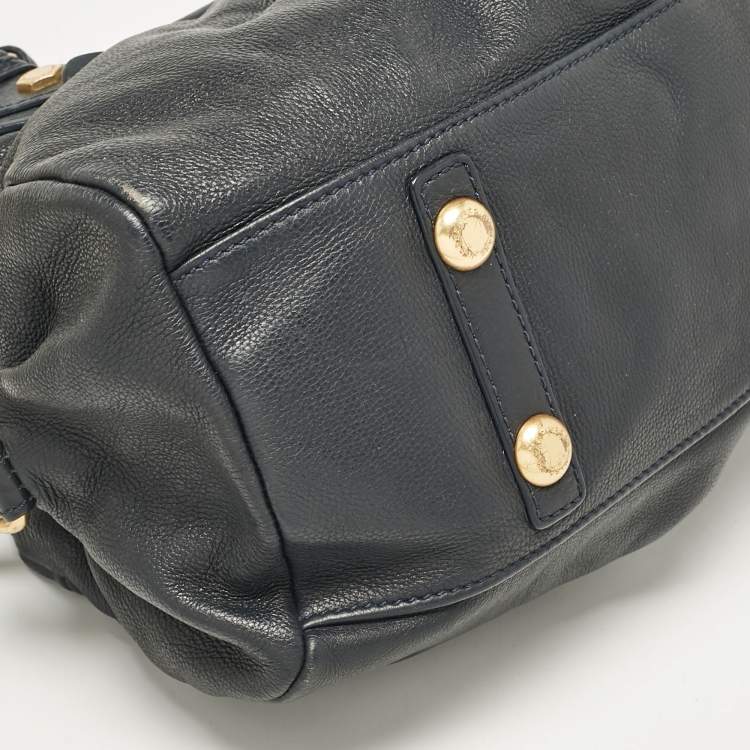 Pre Owned Marc by Marc Jacobs Navy Blue Leather Classic Q Baby Aidan Satchel