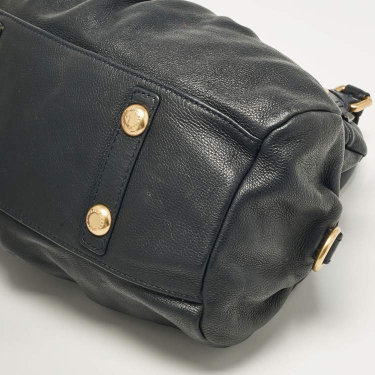 Pre Owned Marc by Marc Jacobs Navy Blue Leather Classic Q Baby Aidan Satchel