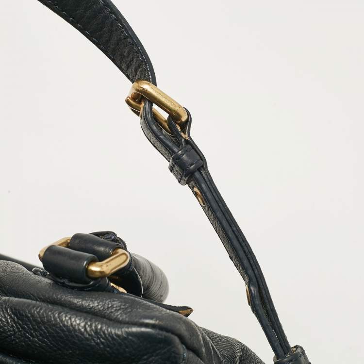 Pre Owned Marc by Marc Jacobs Navy Blue Leather Classic Q Baby Aidan Satchel