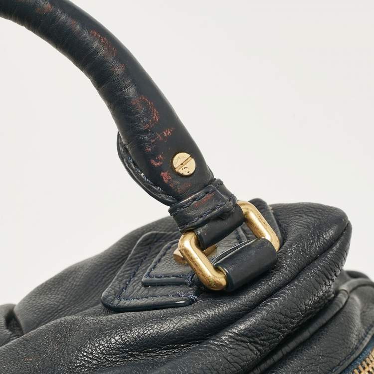 Pre Owned Marc by Marc Jacobs Navy Blue Leather Classic Q Baby Aidan Satchel