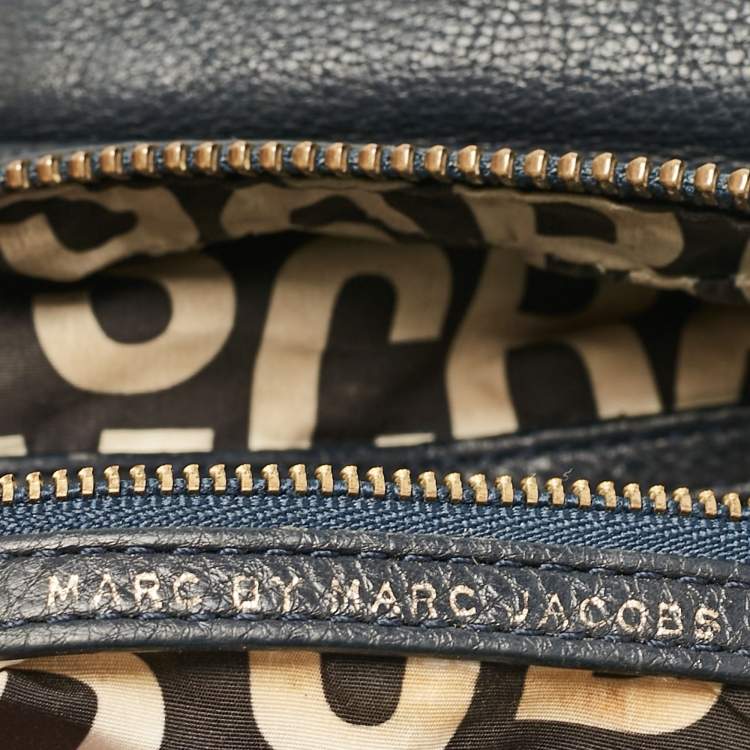 Pre Owned Marc by Marc Jacobs Navy Blue Leather Classic Q Baby Aidan Satchel