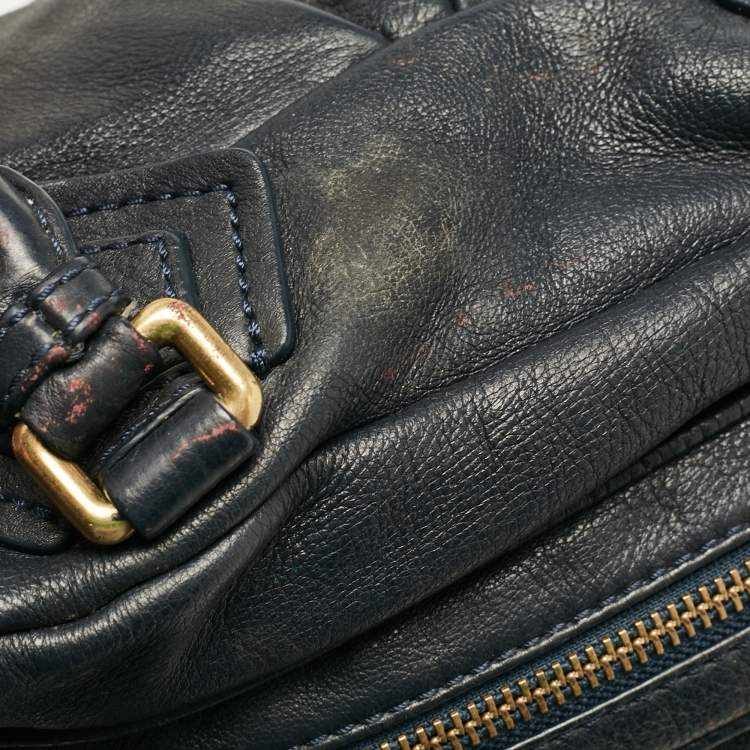Pre Owned Marc by Marc Jacobs Navy Blue Leather Classic Q Baby Aidan Satchel