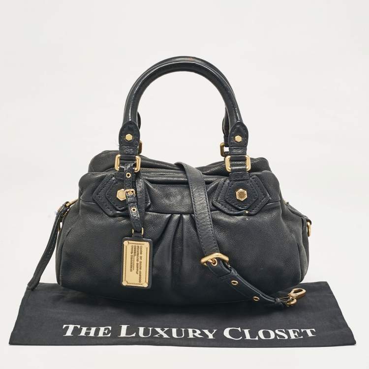 Pre Owned Marc by Marc Jacobs Navy Blue Leather Classic Q Baby Aidan Satchel