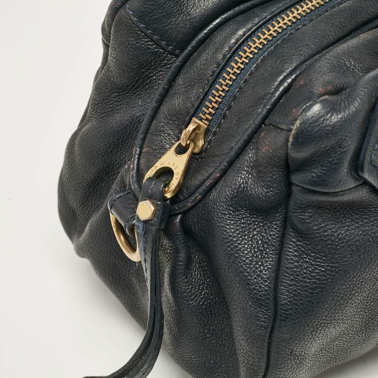 Pre Owned Marc by Marc Jacobs Navy Blue Leather Classic Q Baby Aidan Satchel