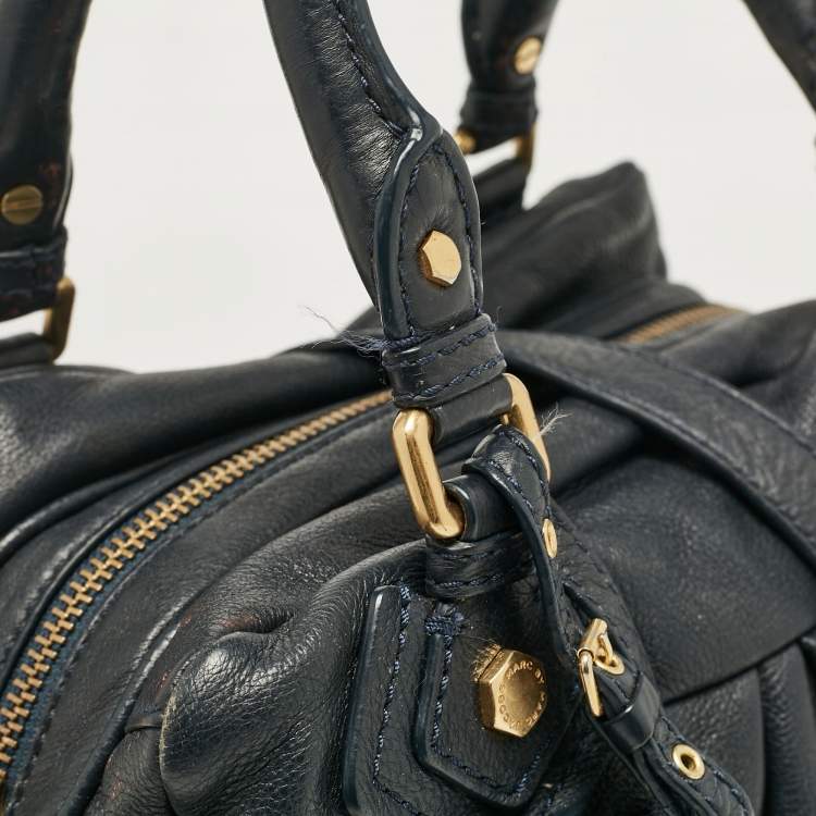 Pre Owned Marc by Marc Jacobs Navy Blue Leather Classic Q Baby Aidan Satchel