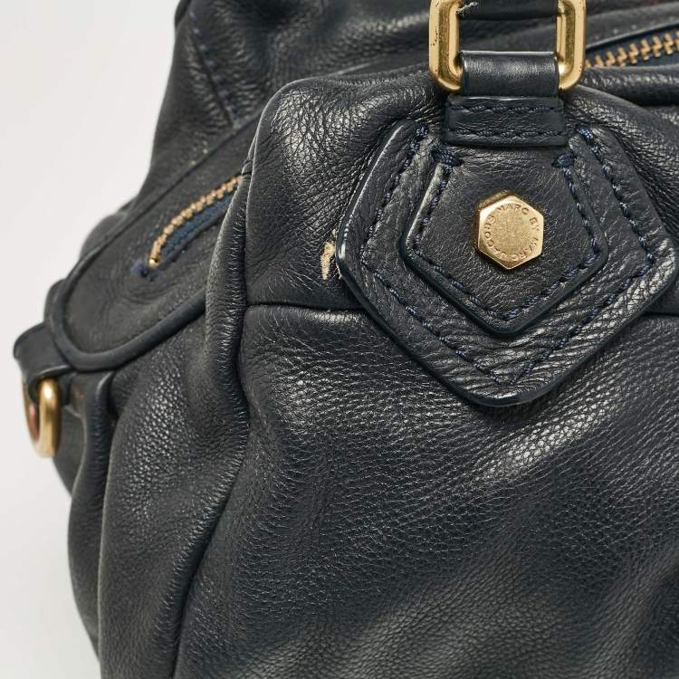 Pre Owned Marc by Marc Jacobs Navy Blue Leather Classic Q Baby Aidan Satchel