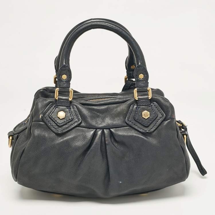 Pre Owned Marc by Marc Jacobs Navy Blue Leather Classic Q Baby Aidan Satchel
