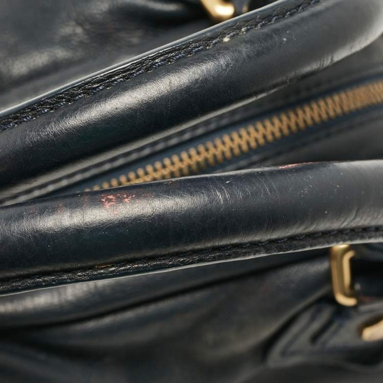 Pre Owned Marc by Marc Jacobs Navy Blue Leather Classic Q Baby Aidan Satchel