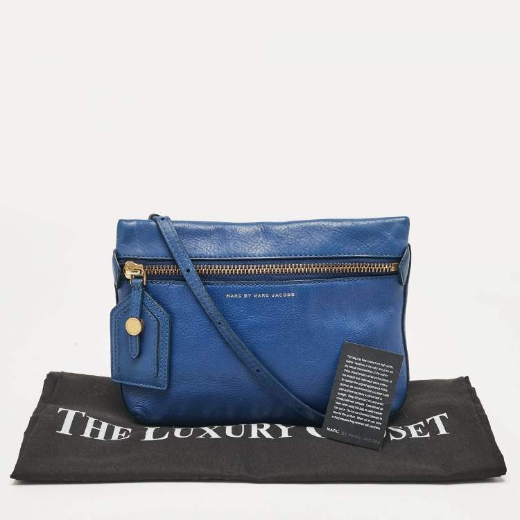 Pre Owned Marc by Marc Jacobs Blue Leather Zip Crossbody Bag