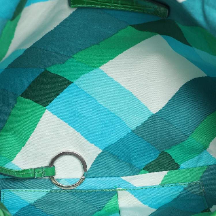 Pre Owned Marc by Marc Jacobs Green Croc Embossed PVC Shoulder Bag