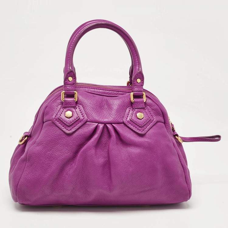 Pre Owned Marc by Marc Jacobs Purple Leather Classic Q Groovee Satchel