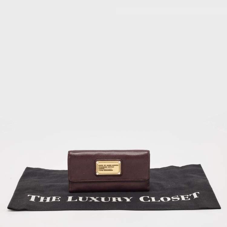 Pre Owned Marc by Marc Jacobs Dark Purple Leather Flap Wallet