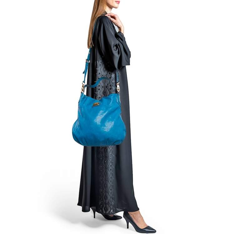 Pre Owned Marc by Marc Jacobs Blue Leather Classic Q Hillier Hobo