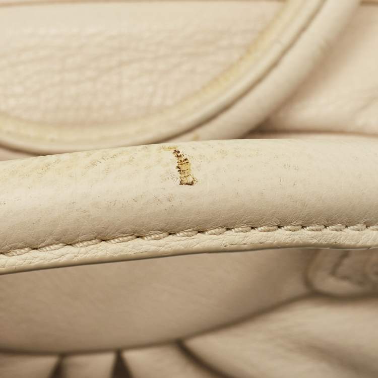 Pre Owned Marc by Marc Jacobs Off White Leather Classic Q Baby Groovee Satchel